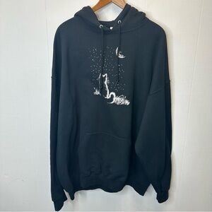 Jerseys Black Moonlit Cat Hoodie Whimsy Goth